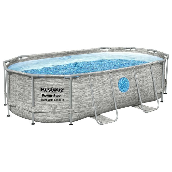 Каркасный овальный бассейн Bestway 427х250х100 см + фильтр-насос 2006 л/ч, лестница, тент