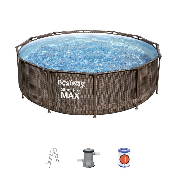 Бассейн Steel Pro Max 366х100см "Ротанг" + фильтр-насос 2006л/ч, лестница