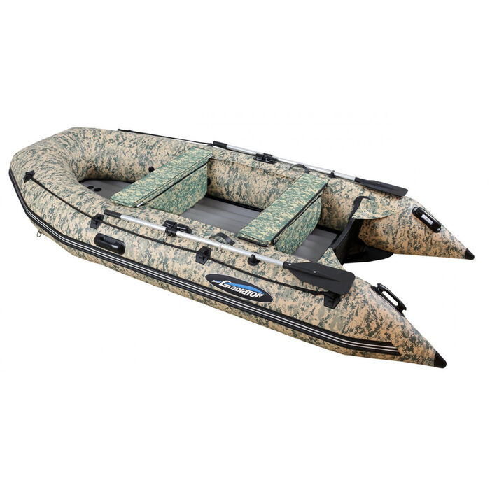 Гладиатор E350 CAMO (Air) с надувным дном низкого давления (НДНД), камуфляж - моторная надувная лодка ПВХ