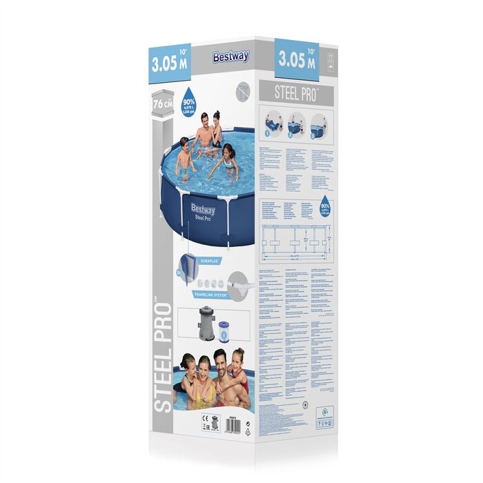 Бассейн Bestway Steel Pro 305х76 см + фильтр-насос 1249 л/ч
