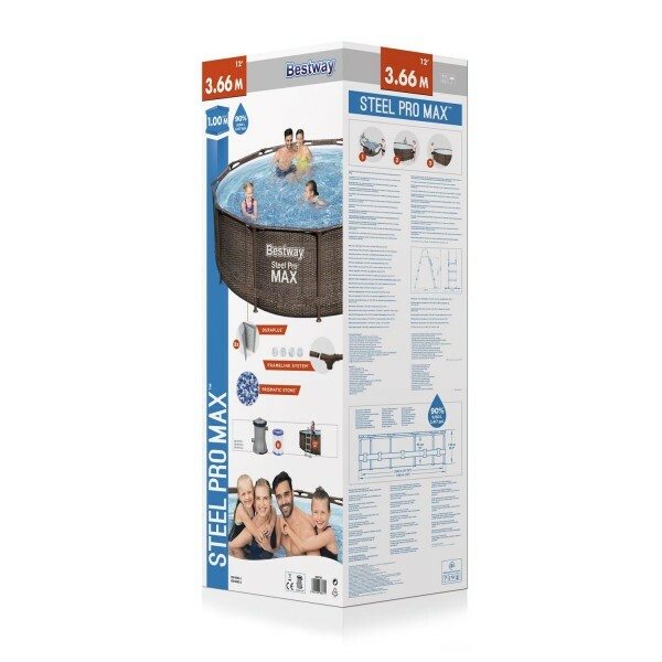 Бассейн Steel Pro Max 366х100см "Ротанг" + фильтр-насос 2006л/ч, лестница
