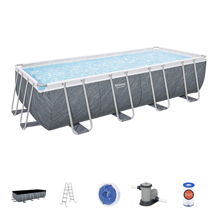 Каркасный прямоугольный бассейн Bestway "Ротанг" 549х274х122 см + фильтр-насос 5678 л/ч, тент, лестница