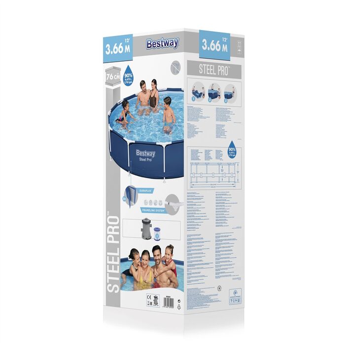Каркасный бассейн Bestway Steel Pro 366х76 см + фильтр-насос 1249 л/ч