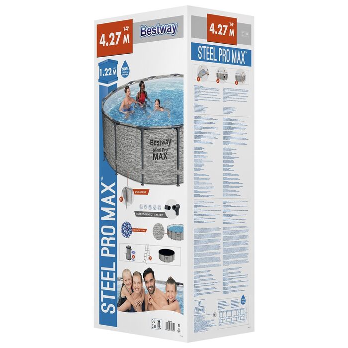 Каркасный бассейн Bestway 427х122 см + фильтр-насос 3028 л/ч, тент, лестница