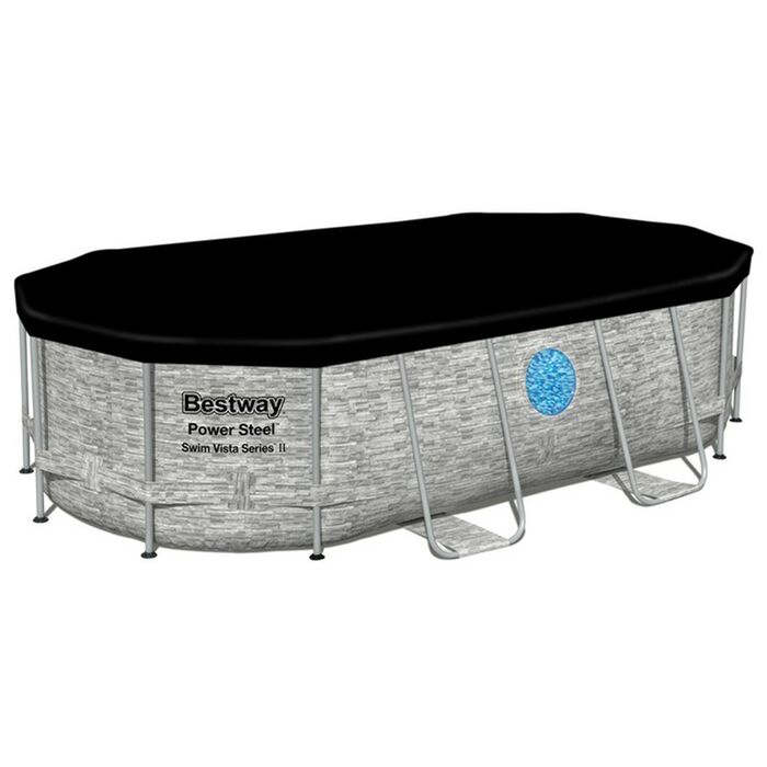 Каркасный овальный бассейн Bestway 427х250х100 см + фильтр-насос 2006 л/ч, лестница, тент