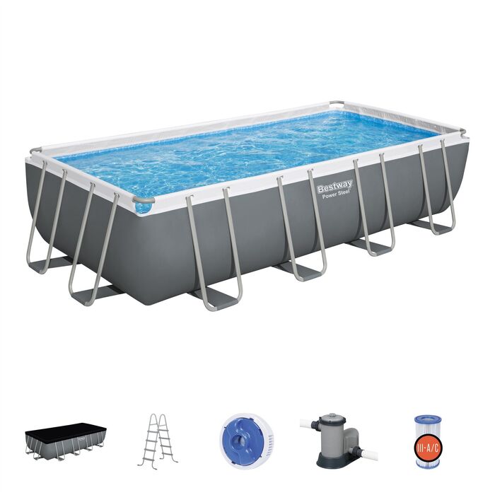 Каркасный бассейн Bestway Power Steel, 549 х 274 х 122 см, фильтр-насос, лестница, тент