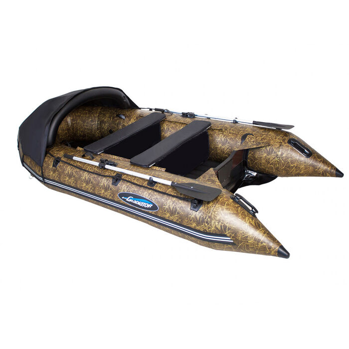 Гладиатор E380 CAMO (Air) с надувным дном низкого давления (НДНД), камуфляж - моторная надувная лодка ПВХ