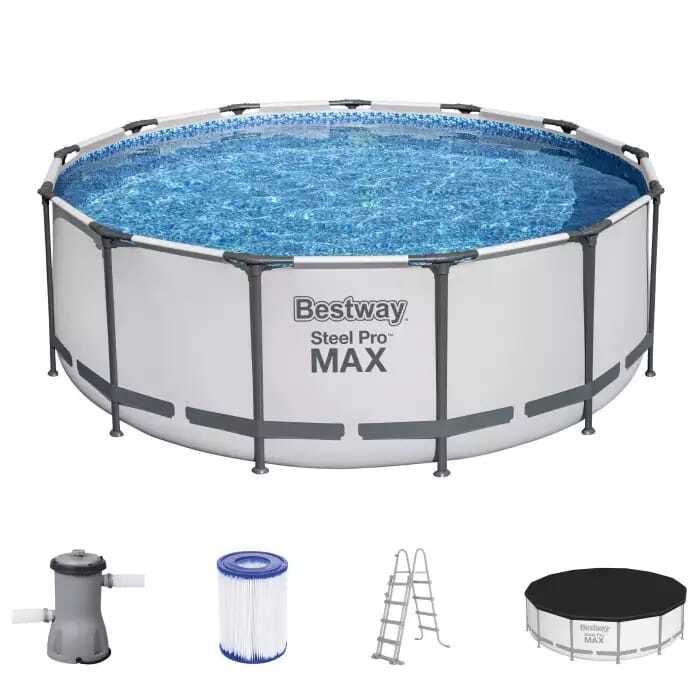 Каркасный бассейн Bestway 396х122 см + фильтр-насос 3028 л/ч, тент, лестница
