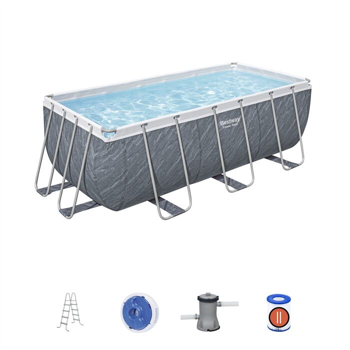 Каркасный прямоугольный бассейн Bestway "Ротанг" 412х201х122 см + фильтр-насос 2006 л/ч, лестница