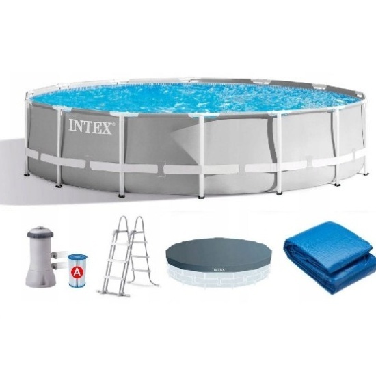 Каркасный бассейн Intex 427х107 см + фильтр-насос 3785 л/ч, тент, лестница, подстилка