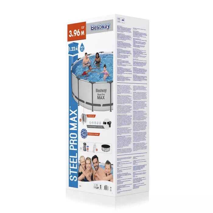 Каркасный бассейн Bestway 396х122 см + фильтр-насос 3028 л/ч, тент, лестница