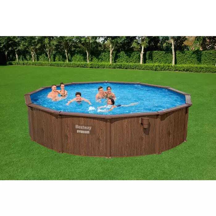 Стальной бассейн Bestway Hydrium 490 х 130 + песочный ф/насос 5678 л/ч, лестница, тент, подстилка, дозатор для химии