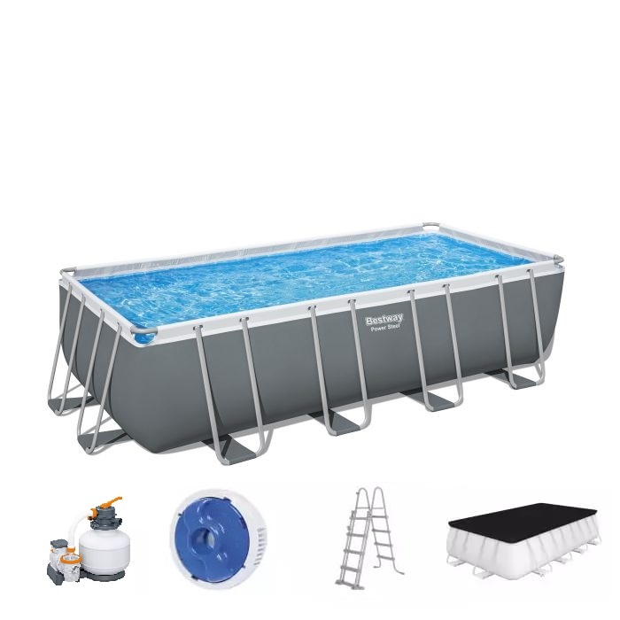 Каркасный бассейн Power Steel 549х274х132см, 16477л, песочный фильтр-насос 5678/ч, лестница, тент, поплавок-дозатор