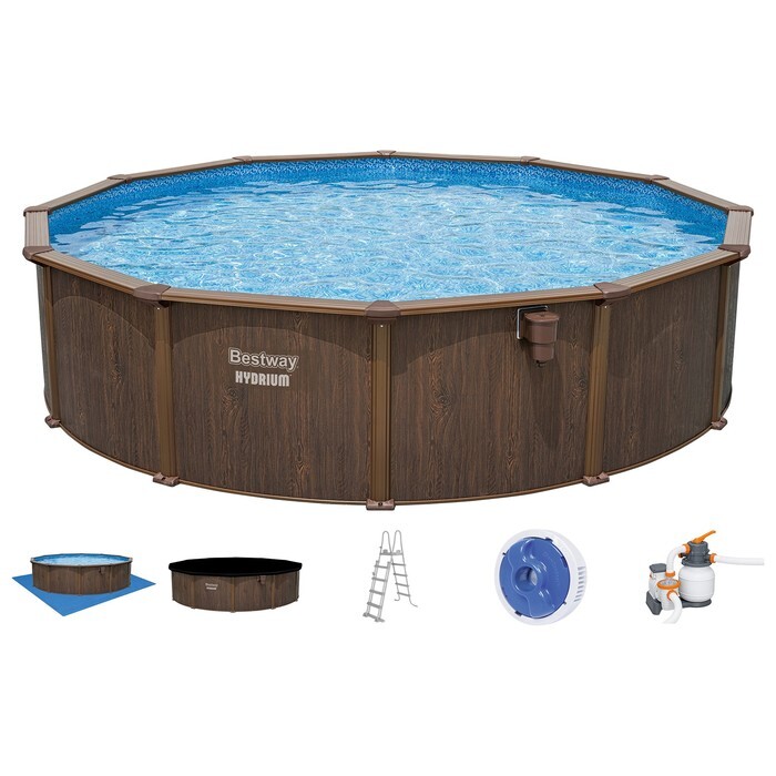 Каркасный бассейн Bestway Hydrium 549 х 130 + песочный ф/насос 5678 л/ч, лестница, тент, подстилка, скиммер