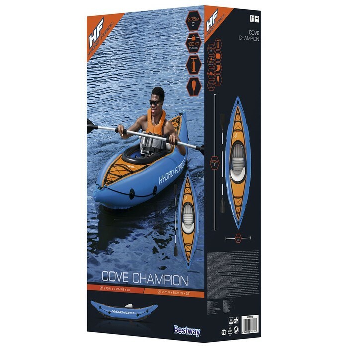 Лодка Bestway Cove Champion, весло, насос, 1 местная, 275x81 см
