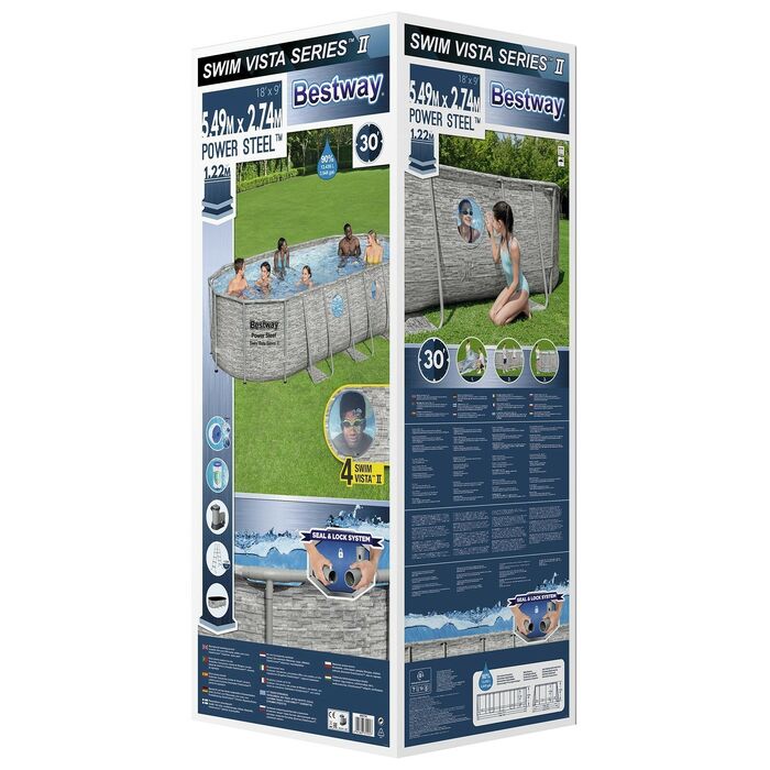 Каркасный овальный бассейн Bestway 549х274х122 см + фильтр-насос 5678 л/ч, лестница, тент