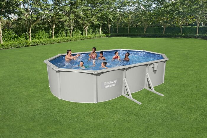 Стальной бассейн Bestway Hydrium Oval Pool 610х360х120 см + песочный ф/насос 5678 л/ч, лестница, тент, подстилка