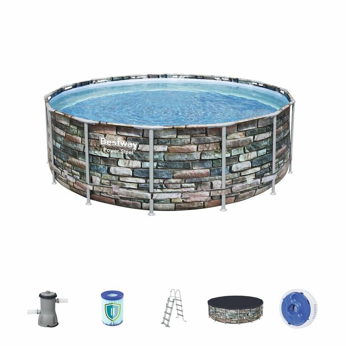 Каркасный бассейн Bestway 671х132 см + фильтр-насос 9463 л/ч, тент, лестница
