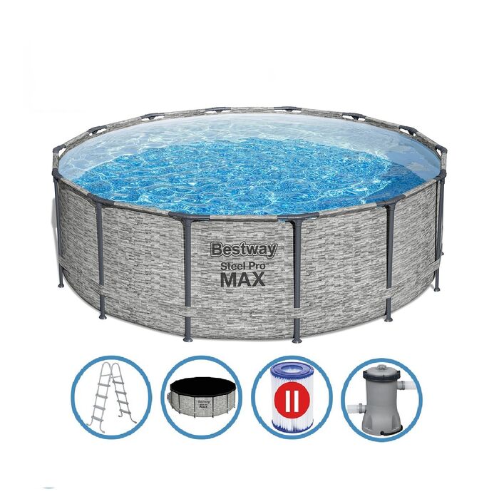 Каркасный бассейн Bestway 427х122 см + фильтр-насос 3028 л/ч, тент, лестница