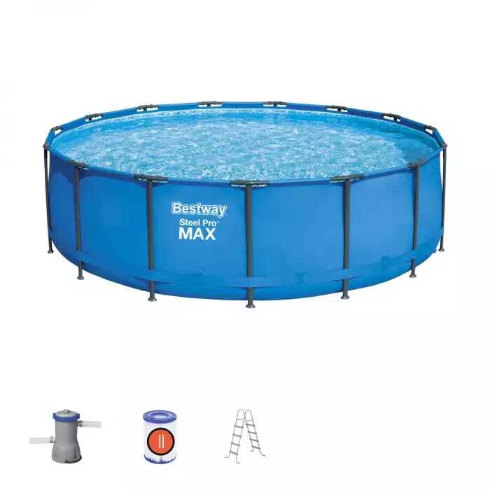 Каркасный бассейн Bestway 457х122 см + фильтр-насос 3028 л/ч, лестница