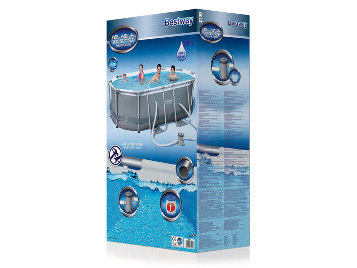 Каркасный овальный бассейн Bestway 305х200х84 см + фильтр-насос 1249 л/ч