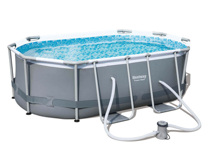 Каркасный овальный бассейн Bestway 305х200х84 см + фильтр-насос 1249 л/ч