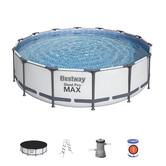 Каркасный бассейн Bestway 427х122 см + фильтр-насос 3028 л/ч, тент, лестница