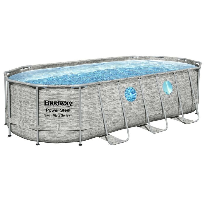 Каркасный овальный бассейн Bestway 549х274х122 см + фильтр-насос 5678 л/ч, лестница, тент